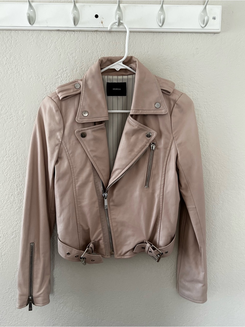 Vintage Blush Genuine Leather Moto Jacket Size S